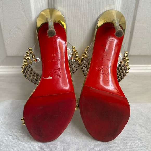 Christian Louboutin PVC Gold Spiked Heels Pumps (Authentic, Rare) 39 - Picture 5 of 15